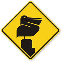 Bird Pelican Silhouette Crossing Sign Symbol