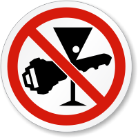 No Drink And Drive ISO Prohibition Symbol Label