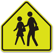 Children Crossing Symbol Fluorescent Diamond Grade School Sign