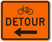 Bicycle Detour Left Arrow - Route Marker Sign