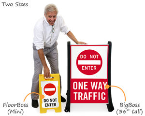 Portable traffic signs in two sizes