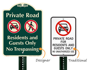 Private road signs