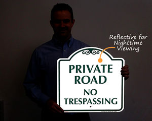 Reflective sign for private road
