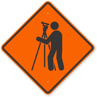 Surveyor Symbol Road Sign