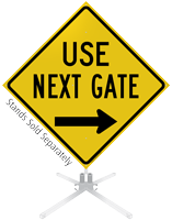 Use Next Gate Right Arrow Roll-Up Sign