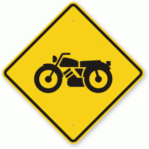 Motorcycle crossing sign