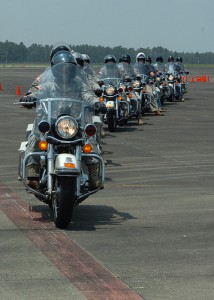 motorcyclists in training at Fort Bragg