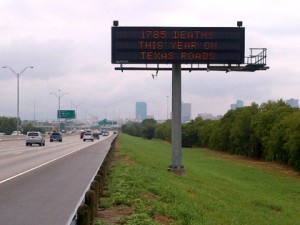 Texas traffic fatalities sign