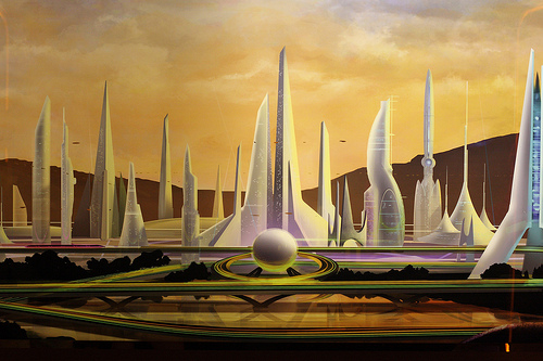 Futuristic city spires