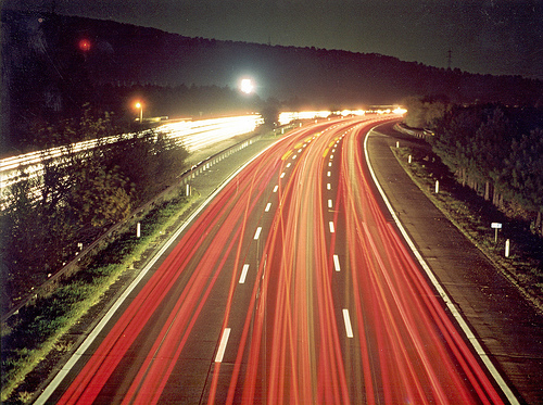 timelapse highway car lights