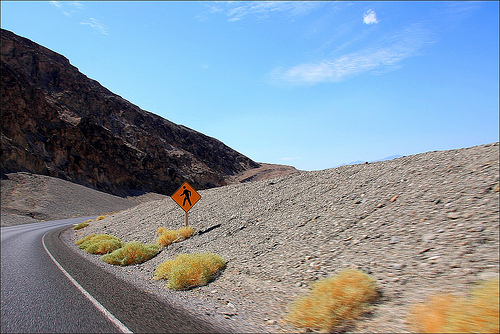 Pedestrian crossing sign in Death Valley