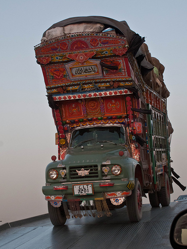Intricately decorated Indian truck