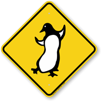Penguin Crossing Sign With Mounting Holes