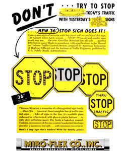 1950’s Micro-Flex advertisement for yellow stop signs