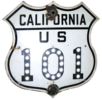 California Route 101 Marker with Cat's Eyes