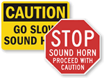 Go Slow Sound Horn Signs