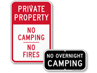 No Camping Allowed Signs   No Camping Signs