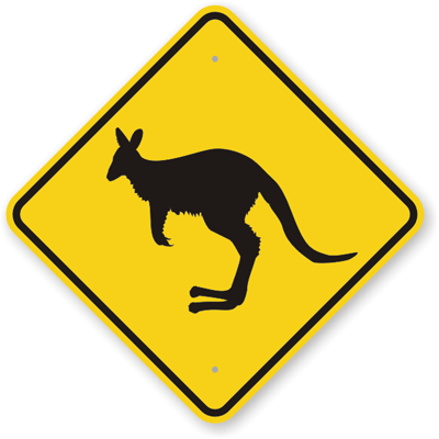 25x25cm Medium Kangaroo Road Sign 