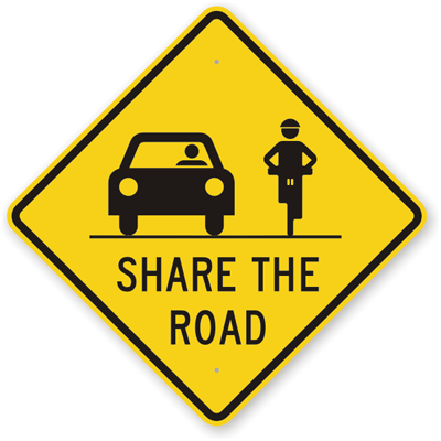 Share The Road Sign with Motor Vehicle & Bike Graphic, SKU: K-9081
