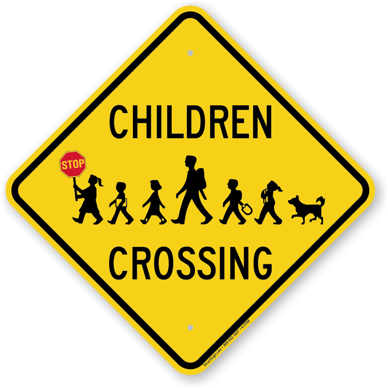 Caution drivers beforehand to watch out for children. Install this diamond  shaped Kids Crossing sign to let the traffic yield to children and help
