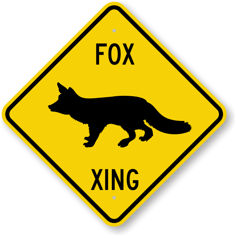 CROSSING FOX   XING  Aluminum Novelty Amber Sign 17" X 17" DIAGONAL SIGN 