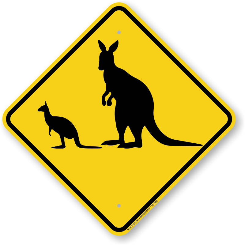 Kangaroo with Joey Crossing Sign, SKU: K2-0283