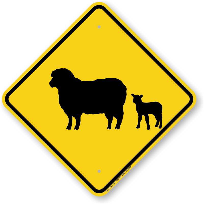 Sheep with Lamb Crossing Sign | Free Shipping, SKU: K2-0284