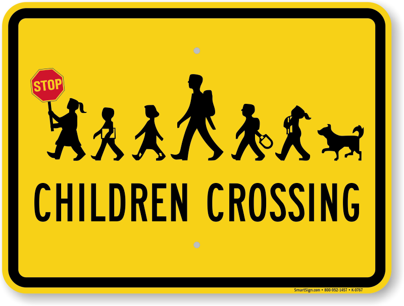 Children Crossing Sign  Kid Holding Hand Held Stop Sign, SKU: K-0767