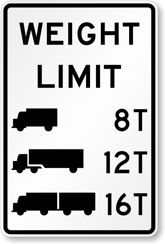Trucks Weight Limit Sign Hassle Free Shipping Sku K 0082