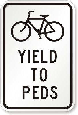 Bicycles Yield to Pedestrians Sign - Claim Your 10% Discount