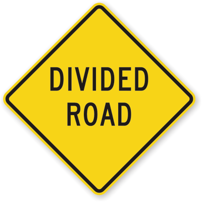 Divided Road Traffic Sign - W6-1b, SKU: X-W6-1B