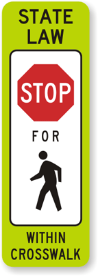 LegendYield Pedestrian Crossing White on Red LegendYield Pedestrian Crossing 18 Triangle 18 Triangle Brady 124616 Traffic Control Sign 