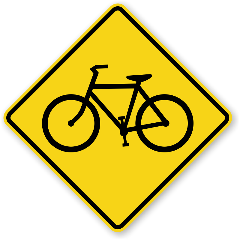 Classic bicycle symbol can be used anywhere that is frequented by  bicyclists. Notify drivers and pedestrians of bikers with a sign. Also use  this sign