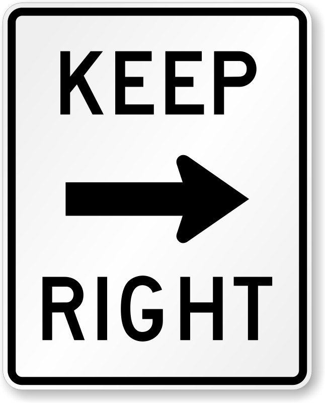 Keep right. Keep right sign. Keep left right. Keep right sign Italy. Sang right