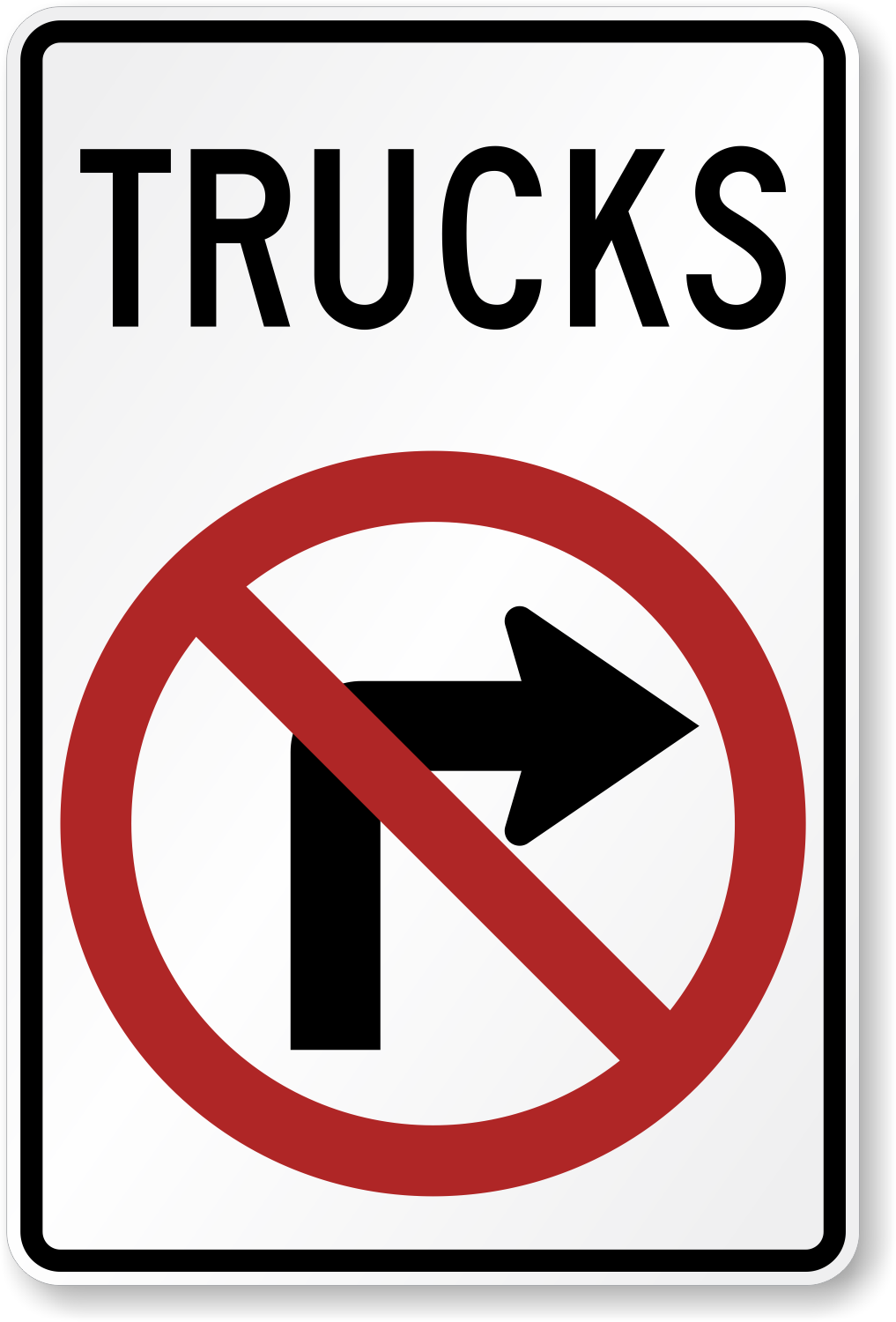 Truck No Right Turn - X-R3-1b Signs, SKU: X-R3-1B