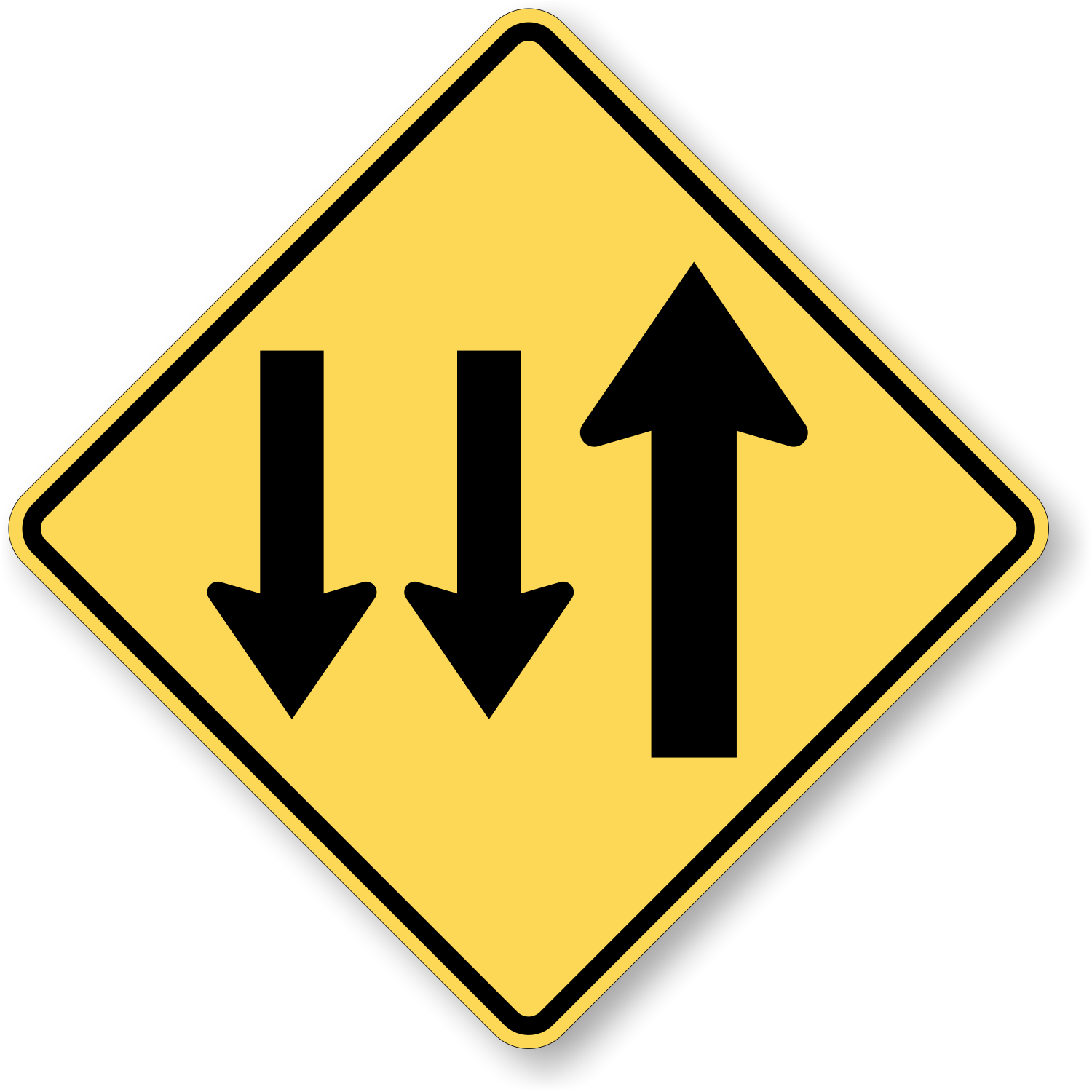 Two-Way Traffic, 3-Lane - X-W6-5 Signs, SKU: X-W6-5
