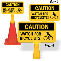 Caution Watch For Bicyclists ConeBoss Sign