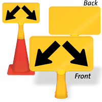 Two Downward Diagonal Arrow ConeBoss Sign