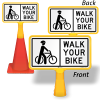 Walk Your Bike ConeBoss Sign With Graphic