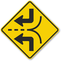 Entering Roadway Added Lane Symbol Sign