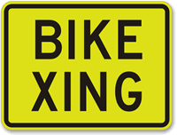 Bike Xing Fluorescent Diamond Grade School Sign