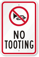No Tooting with Graphic Sign