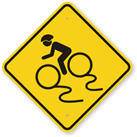 Slippery When Wet Bike Sign (with Symbol)
