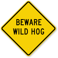 Beware Wild Hog Sign