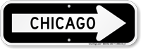 Chicago City Traffic Direction Sign