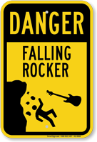 Danger Falling Rocker Novelty Sign With Graphic
