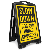 Dog And Horse Crossing Sidewalk Sign