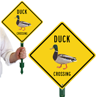 Duck Crossing Sign With Mallard Symbol