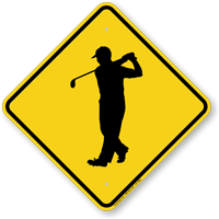 Golfer Crossing Symbol Sign
