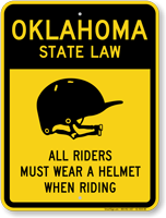 Helmet Law Sign For Oklahoma